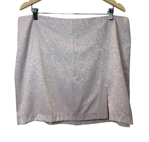 House of Harlow 1960 Mini Skirt Womens XL Pink Jacquard Slit Satin thumbnail 1