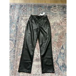Abercrombie & Fitch NWT Vegan Leather 90s Straight Pant Ultra High Rise Black 27 thumbnail 12