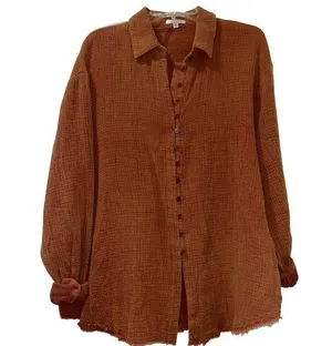 White Birch Rust Button Down Top Women’s Medium thumbnail 1