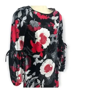 New Madison Leigh red black floral velvet dress thumbnail 2
