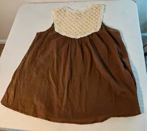 Cute Options Women’s Crochet Lace Babydoll Tunic Top Brown Size M Fading Flaw 17 thumbnail 1