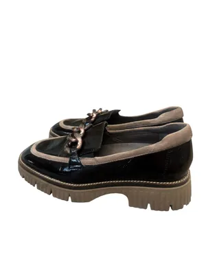 Softwaves Valene Black/Taupe patent leather loafers 38 NWOT thumbnail 6