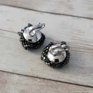 Vintage Clip On Earrings Dark Tones Wrap Design Statement thumbnail 4