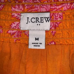 J Crew Womens Medium Pull On Skirt Smocked Waist Floral Orange Pink Summer thumbnail 3