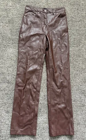 7 For All Mankind Brown Leather Pants thumbnail 1
