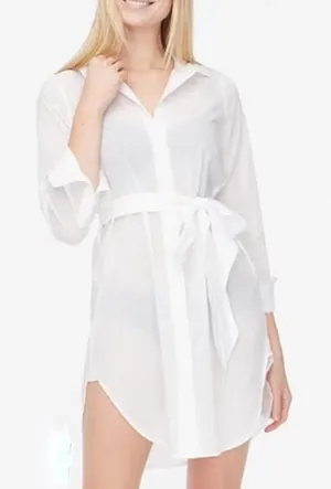 J. Crew Cover-Up Classic White Button-Front Shirt Dress Sz XXL Lightweight Airy thumbnail 1