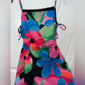 Gianni Bini Lined Y2K Resort Retro Maximalist Floral Tropical Cutout Mini Dress thumbnail 6