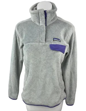 Patagonia Gray Purple Re-Tool Snap Outdoor Hiking Pullover Sweater Top Size M thumbnail 1