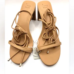 a new day Women's Brown Strappy Sandals lace-up sandals size 9.5 thumbnail 2