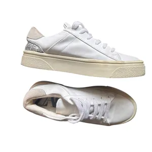 ZARA Basic Faux‎ Leather Glitter Sneaker White Sz 36 (US 6) thumbnail 2