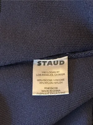Staud Zola Knit Crop Top Navy Blue & White Embroidered Logo Size Small thumbnail 5