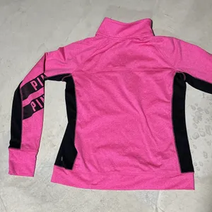 Victoria's Secret Pink and Black 1/4 Zip Pullover Reflective Jacket SZ Large EUC thumbnail 9