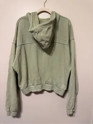 aerie Olive Green Zip Front Hooded Bomber Jacket thumbnail 7