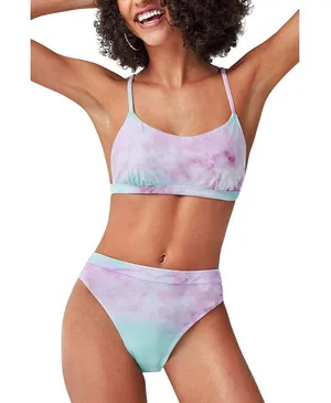 New Womens CUPSHE High Waisted Swimsuit Tie Dye Tummy Control Bikini Swimsuit M thumbnail 1
