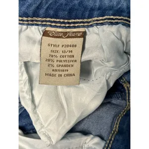 Elite Jeans Ripped Destroyed Blue Jeans‎ High Rise Punk Bohemian Sz 13/14 thumbnail 2