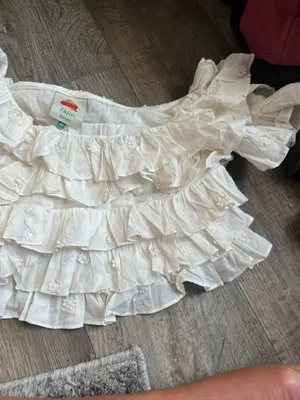 Farm Rio White Ruffled Crop Top XS thumbnail 8
