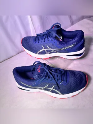 ASICS Navy Blue Mesh Running Shoes with Silver Accents thumbnail 2