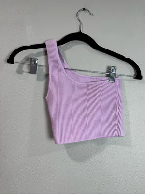Babaton Bavarian One-Shoulder Ribbed Crop Top - Lavender thumbnail 3