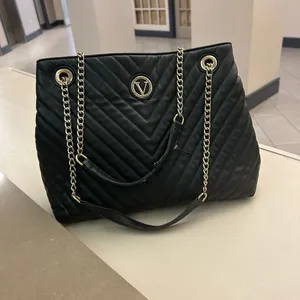 Bag Stylish Black Quilted Shoulder Bag with Chain Straps VERA New York Preowned thumbnail 8
