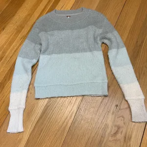 Free People Womens Colorblock Fuzzy Wool Blend Crewneck Sweater Grey Mint XS‎ thumbnail 1