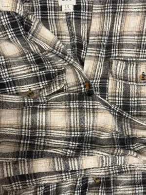 Urban Outfitters BDG Vintage Flannel Neutral Grey and Cream Stripe Colorway thumbnail 4
