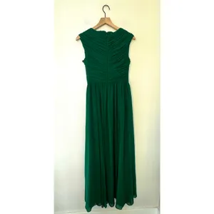 NWT Vera Wang Green Pleated Maxi Dress Gown Size 4 Regency Fairy Wedding FLAWED thumbnail 6