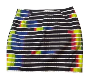 Kate Spade Saturday Rainbow Stripe Mini Skirt Black‎ White Graphic Print Size 4 thumbnail 1