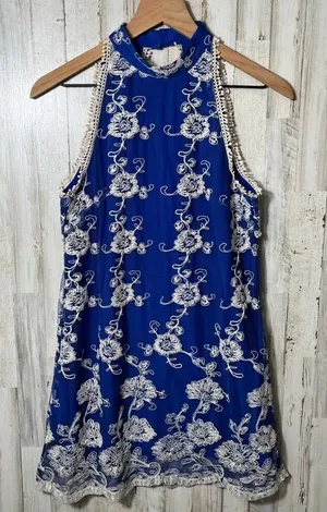 Lovers + Friends Revolve Moonlit Mini Dress Lace Royal Blue HalterWomens XS thumbnail 1