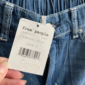 Free People Chloe Baby Barrel Jeans Women Small Blue Boho Elastic Back Cotton‎ thumbnail 8