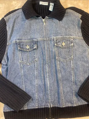 Marsh Landing Blue Denim Jacket with Black Knit Sleeves thumbnail 4