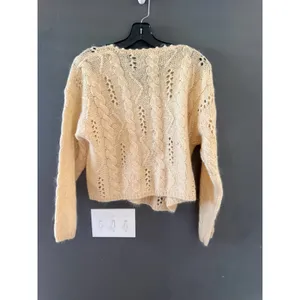 Sostanza Vintage Cream Pointelle Cable Knit Button Cardigan Sweater Cottage‎ thumbnail 3