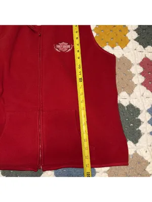 Harley-Davidson $80 Woman's Medium Embroidered Red Fleece Zip Front Vest thumbnail 7