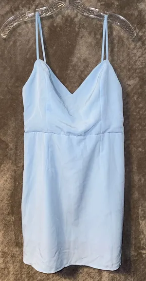 Hello Molly French Connection Womens Blue V-Neck Ruffled Sheath Mini dress Size US 2 thumbnail 1