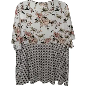 Mixed Floral Plus Size Lightweight Open Tie Front Layering Blouse XXL 2XL EUC thumbnail 2