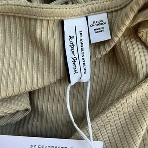 & Other Stories asymmetrical Cutout Detail Rib Top in Beige Size X-Small thumbnail 6