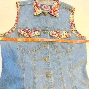 Paris Blues Original Denim Vest Boho Floral – Size M thumbnail 8