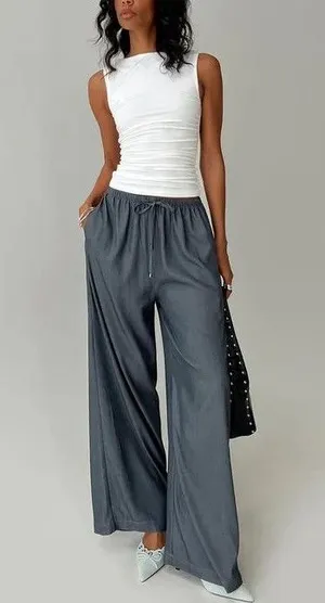 Princess Polly Tallilah Pants Dark Chambray thumbnail 1