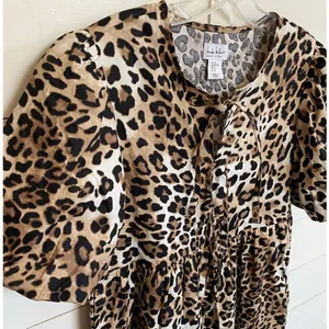 Nicole Miller NY Leopard Mini Dress Bows Puff‎ Sleeves Cotton dress - XS NWT thumbnail 9