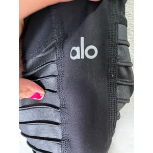 Alo Yoga Moto High Waisted Leggings Black XS Faux Leather Ribbed Panel thumbnail 5