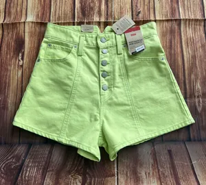 Levi's Strauss Women’s Notch High Waisted Mom Shorts Daiquiri Green Size 26 thumbnail 3