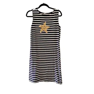 Talbots‎ Womens Navy White Striped Starfish Sleeveless Knit Shift Dress Small thumbnail 9