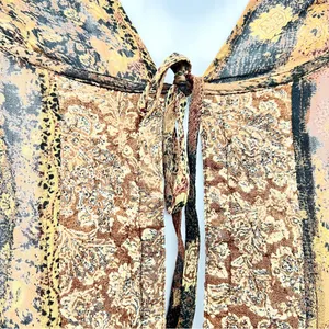 Faded Glory Brown and Gold Patterned Hoodie Tunic Blouse/Mini Dress Size S (4-6) thumbnail 3