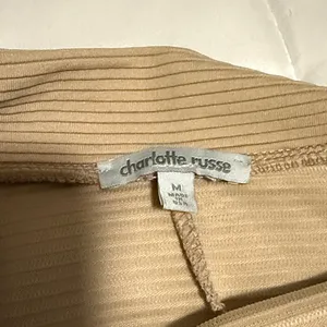 Charlotte Russe Ribbed Knit Skater Skirt Tan Women Size M thumbnail 2