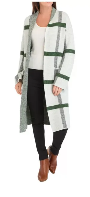 Cyrus Women’s Medium Gray ‎Open Front long Coatigan Cabincore Preppy Cottagecore thumbnail 1