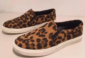 Leopard Print Sneakers, Size 7W Brown thumbnail 2