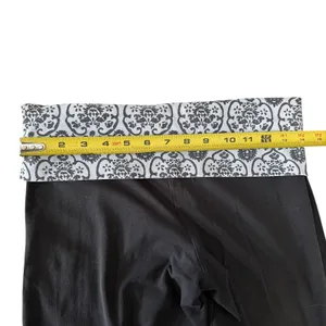 Vintage‎ Y2K PINK Foldover Yoga Pants Black Flare Bling Bedazzled Logo Size S thumbnail 7