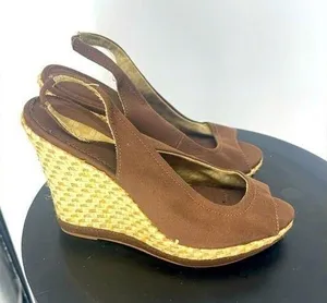 Women's brown‎ wedge size 7 1/2 canvas Brown thumbnail 1