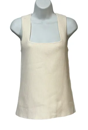 Montgomery Post Womens Square Neck Ribbed Knit Tank Top Cream Ivory Medium NEW thumbnail 1