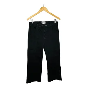 For The Republic Wide Leg Jeans Womens 8 Black Seam Detail Ankle Zip High‎ Rise thumbnail 2