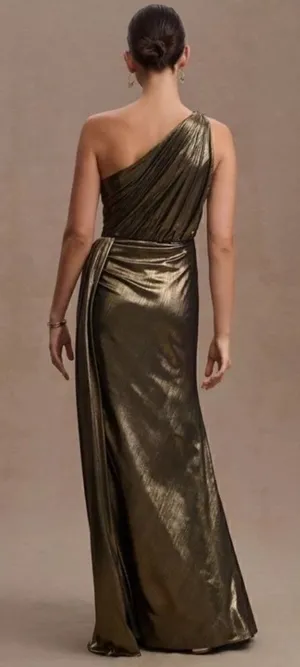 Mac Duggal 26537 Womens Draped One Shoulder Grecian Metallic Gown Dress thumbnail 1